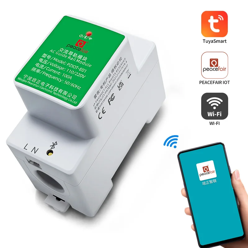 Peacefair Din Rail Wifi Bluetooth Energy Power Meter Electric Consumption Instruments Wattmeter 220V Kwh Intelligent Amperemeter