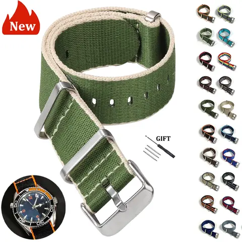 오메가 Seamaster 007 용 20mm 22mm 나일론 스트랩 삼성 시계 3/4/5 용 세이코 손목 밴드 군용 시계 밴드 용 소프트 나일론 팔찌