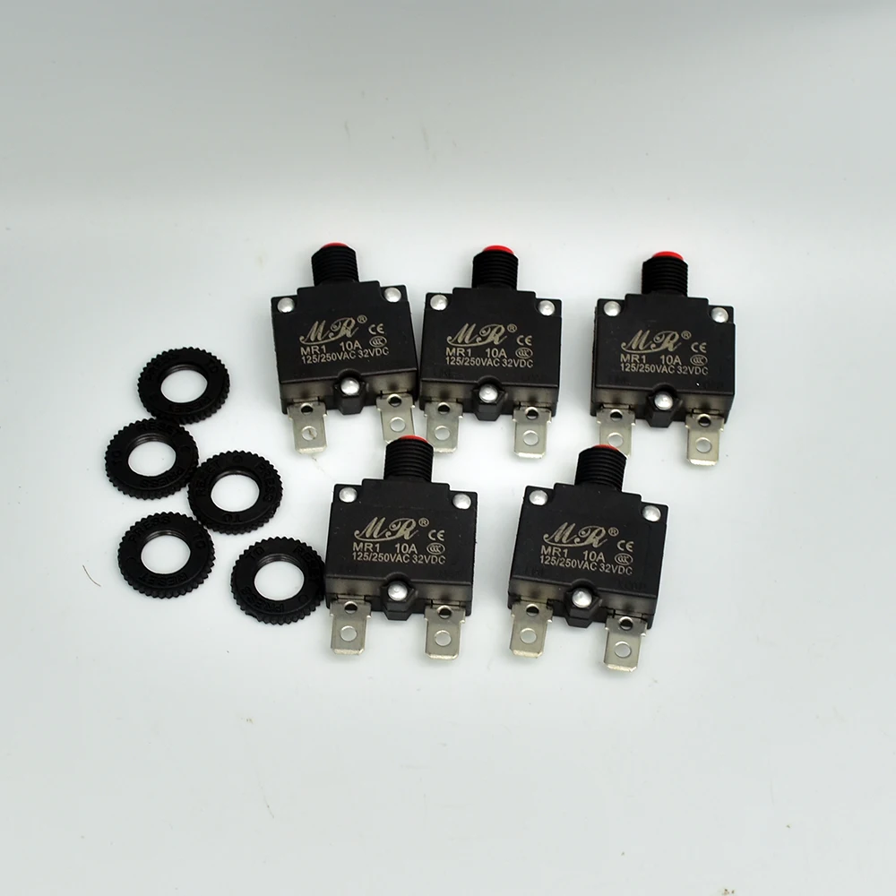 5Pcs Circuit Breaker Overload Protector Switch Fuse 3A 4A 5A 6A 7A 8A 10A 12A 15A 20A Resettable
