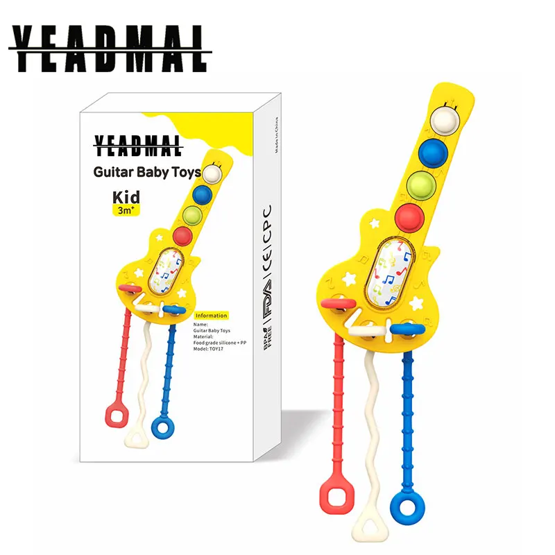 

Guitar Pull String Montessori Activity Development Silicone Teething Sensory Grip Training Early Educational Toys, Sensory Toys