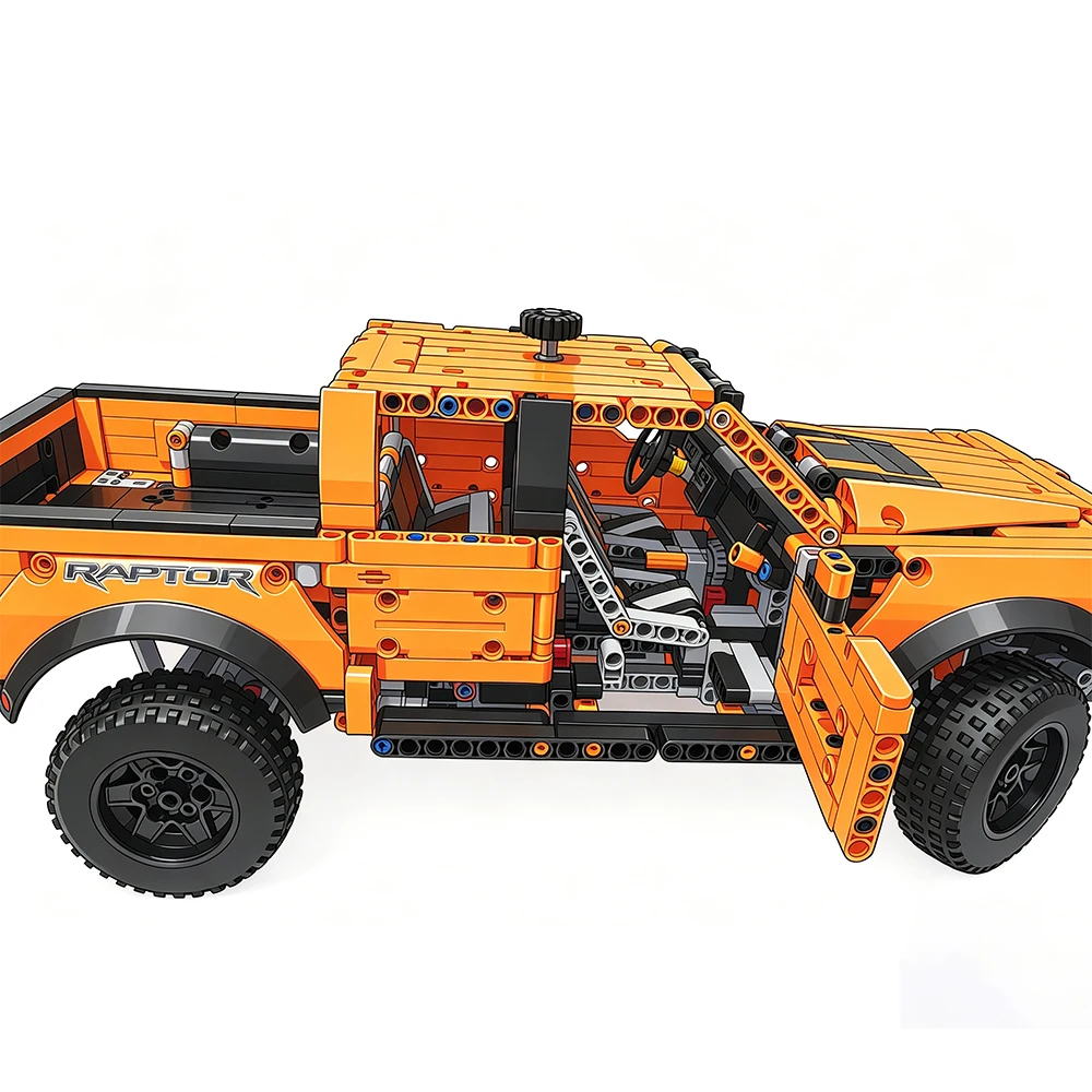Hot sale ﻿1379PCS Technical Group Pickup Truck Racing Car Compatible Model Vehicle Decorative Car Adult Toys Gifts image 4