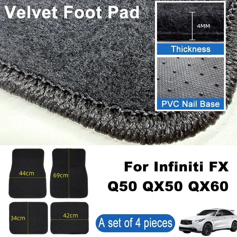 

For Infiniti FX Q50 QX50 QX60 Car Floor Mats Black Non-Slip 4Pcs Front & Rear Foot Mats Carpets Rugs Auto Interior Accessories