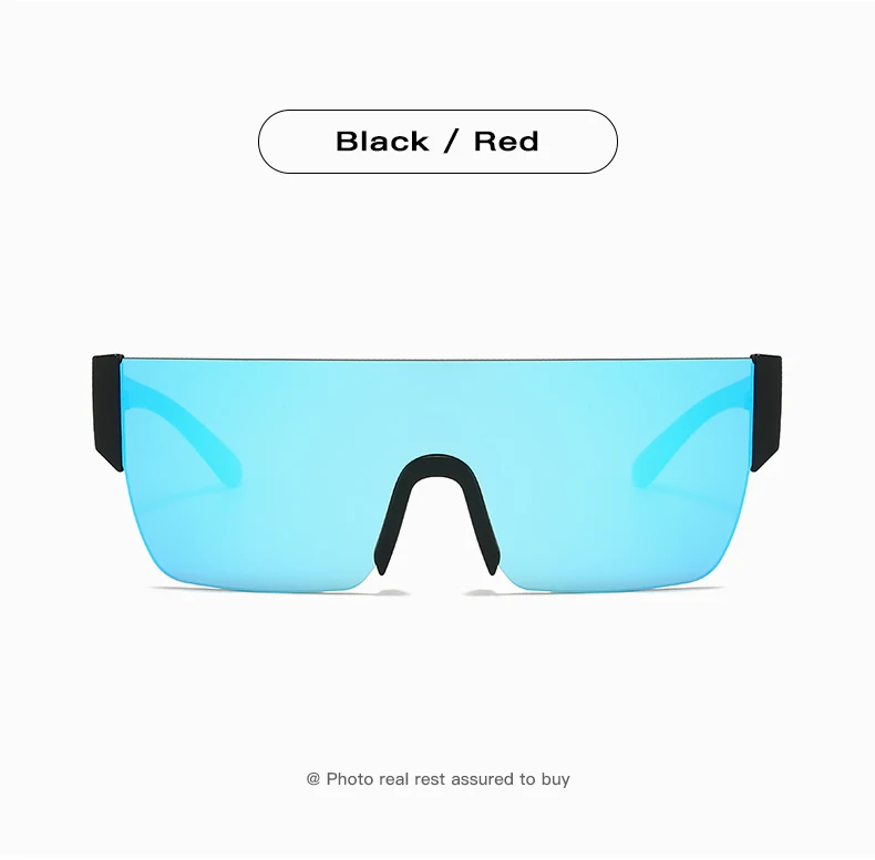 KAROS Übergroße Flat Top Sonnenbrille Männer Schwarz Fashion Square Einteilige Sonnenbrille Vintage Retro Spiegel Shades Frauen Sonnenbrille – Detail 14