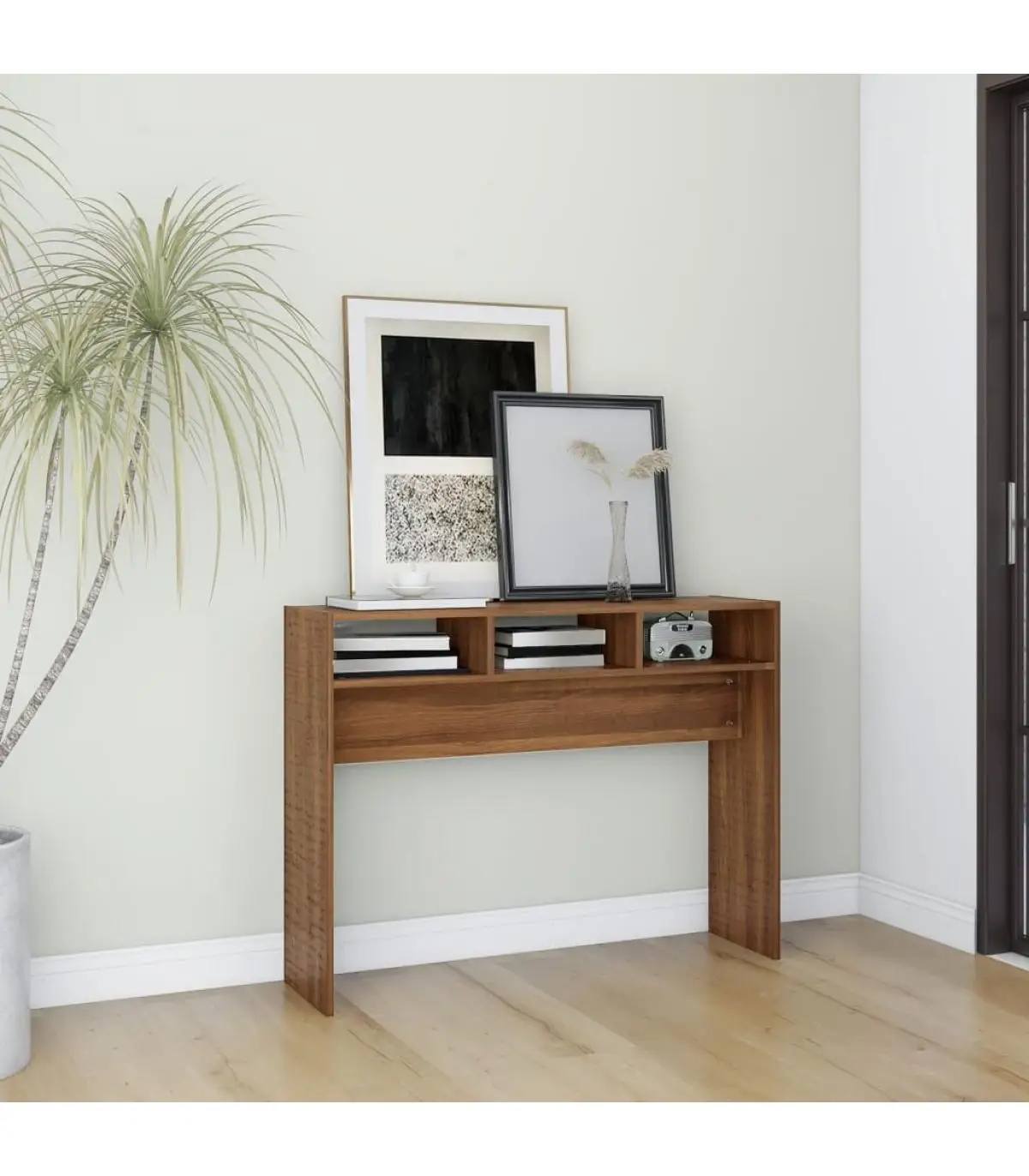 Side tables console table plywood oak brown 105x30x80 cm