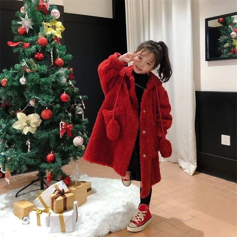 

Girls Coat Jacket Winter Cotton Windbreak 2023 Red Warm Thicken Teenagers High Quality Children's Clothing