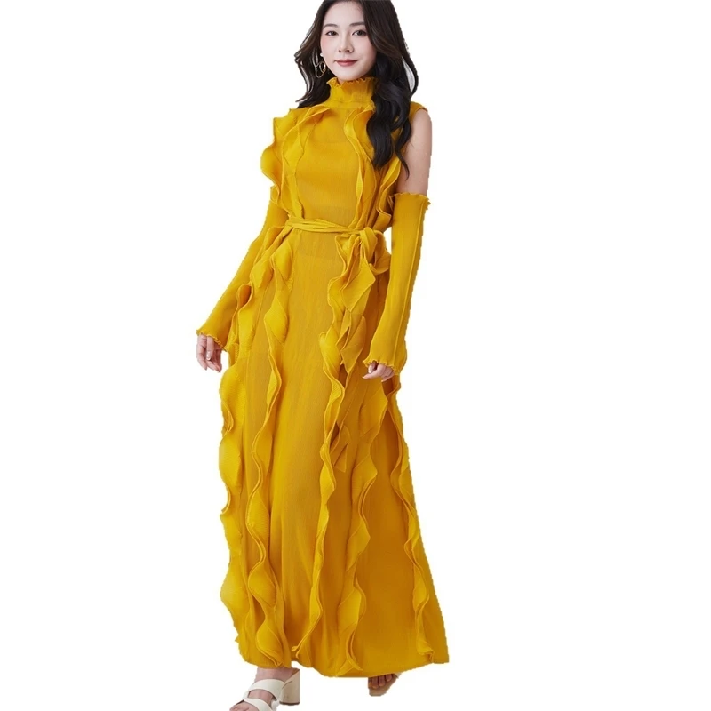 Miyake pleated irregular design sense solid colour women dress 2025 summer new fashion casual versatile comfortable slim skirt AliExpress