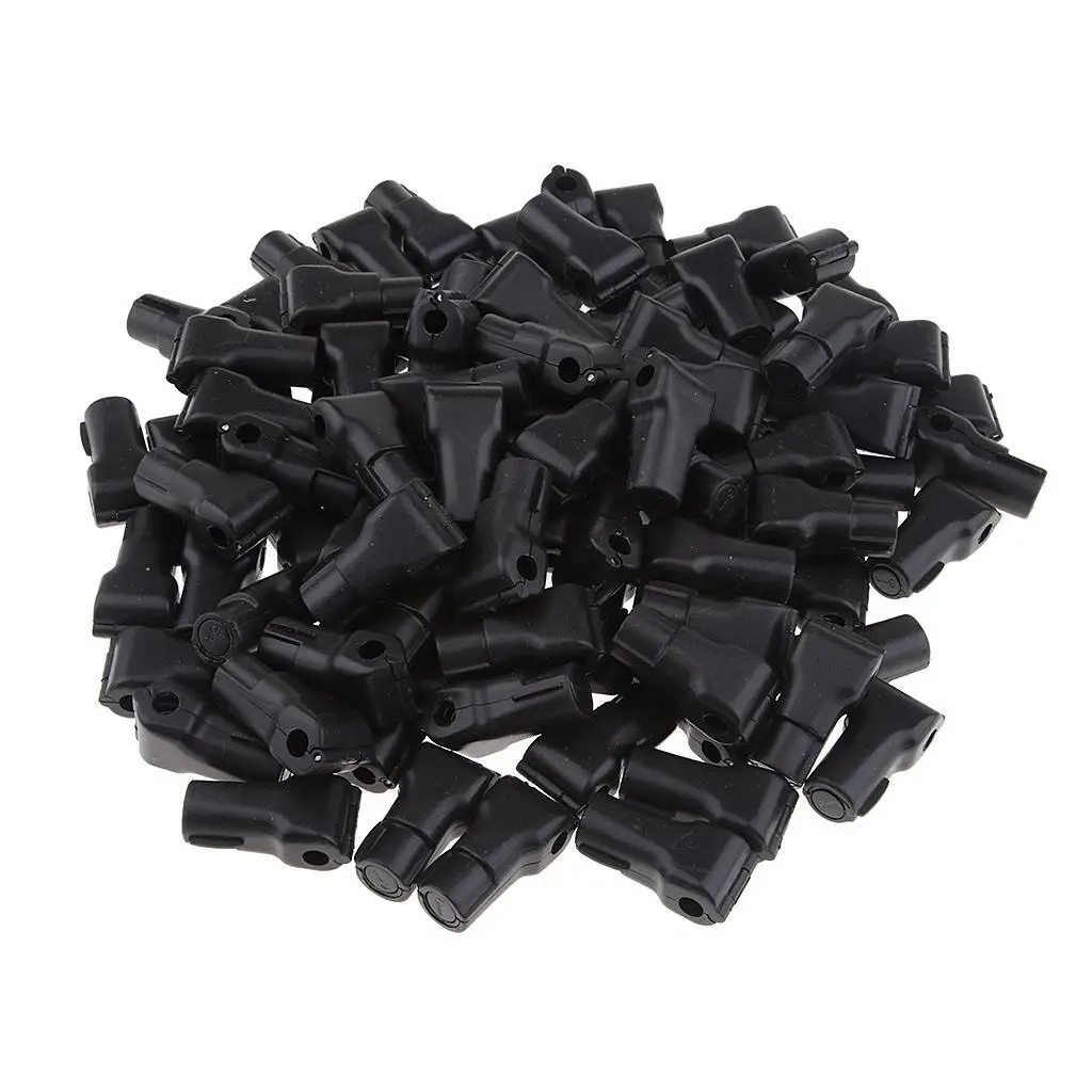 100Pcs Hook Stop Lock Safety Lockout Padlock Anti-Theft Lock Black 6 mm