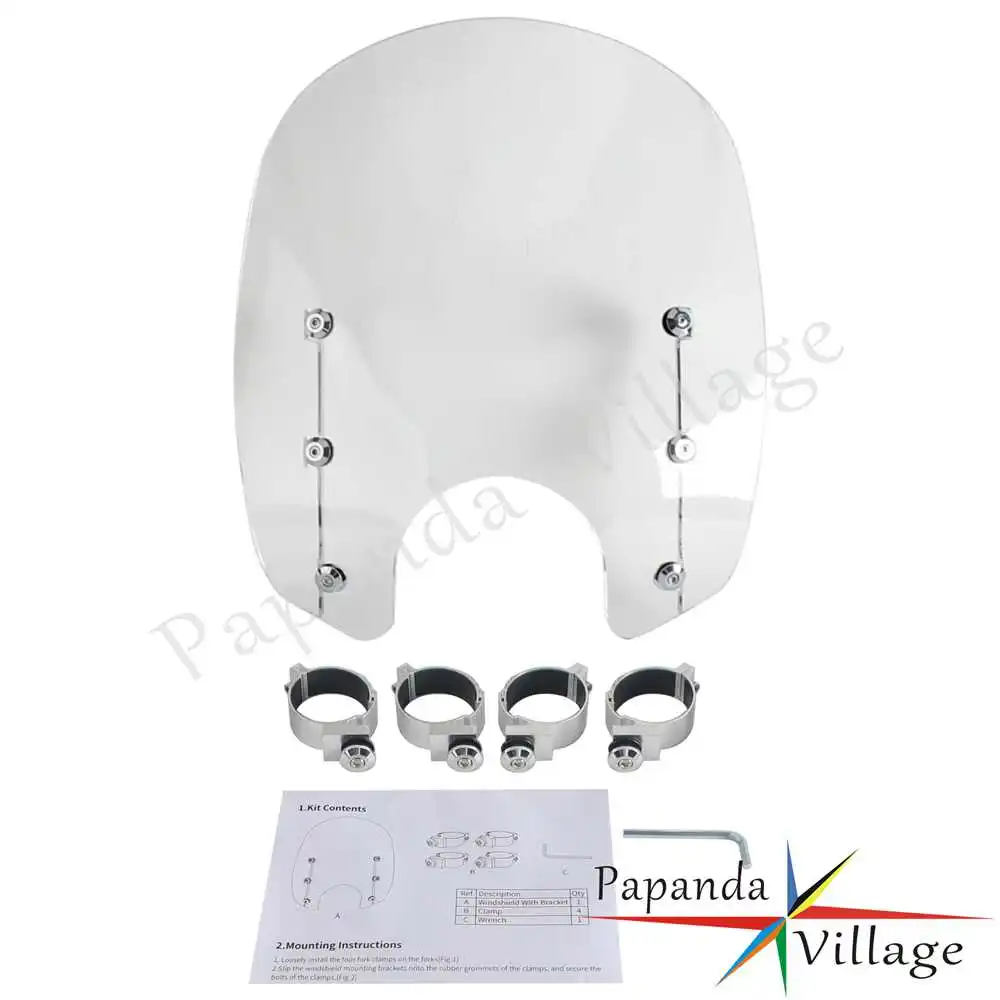 Windshield Wind Deflector For Harley Softail Street Bob FXBB FXST Low Rider FXLR Dyna FXD FXDB FXDC Windscreen Mounting Hardware