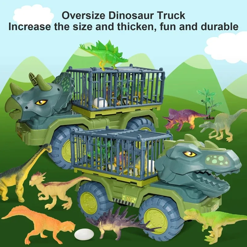 Large Size Inertial Sliding Dinosaur Engineering Truck Transport Truck Dump Crane Vehicle Transport Truck Children\'s Toys