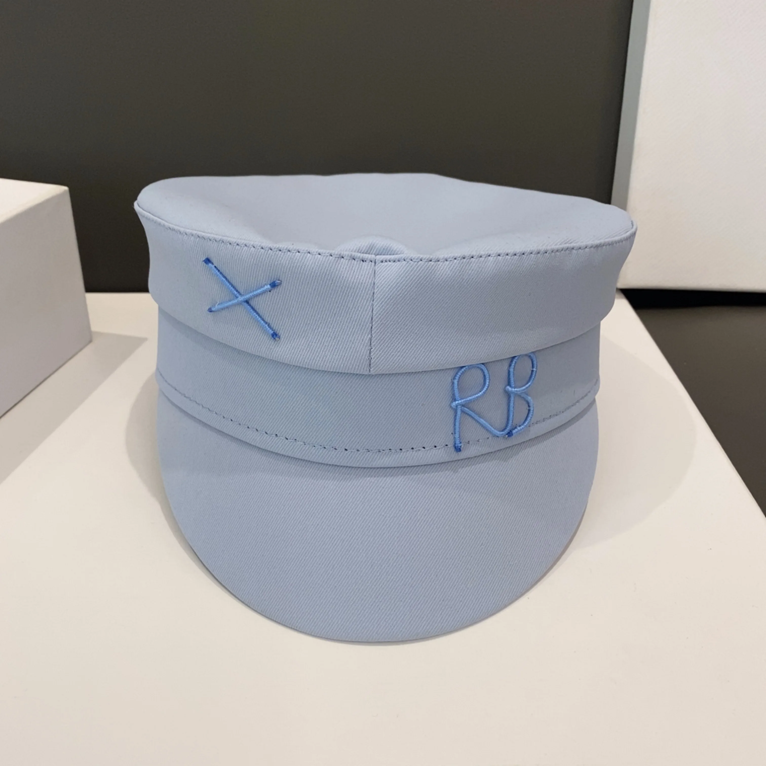 New Arrival Newsboy Caps with Letter Decoration for Women Stylish Blue Fat Caps