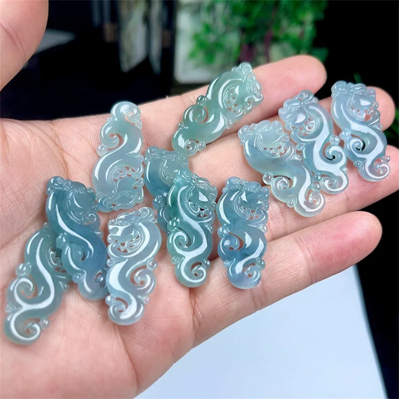 

Jia Le/ Natural Jade Blue Water Imitation Ancient Zodiac Dragon Necklace Pendant Fashionable Personalized Men Women Couples Gift