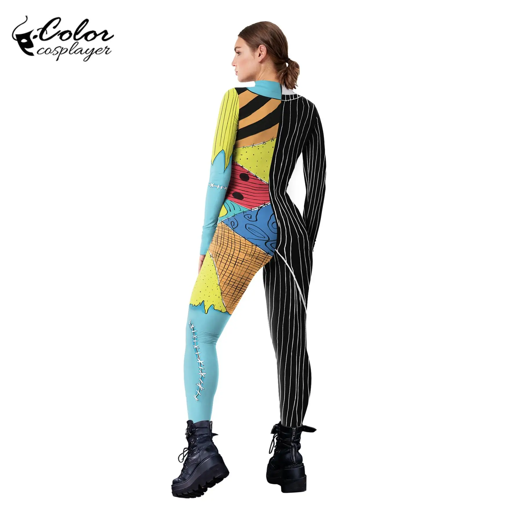 Colore Cosplayer Movie Cosplay tuta coppia Costume di Halloween tuta per adulti Anime Catsuit Party Carnival Zentai abbigliamento donna