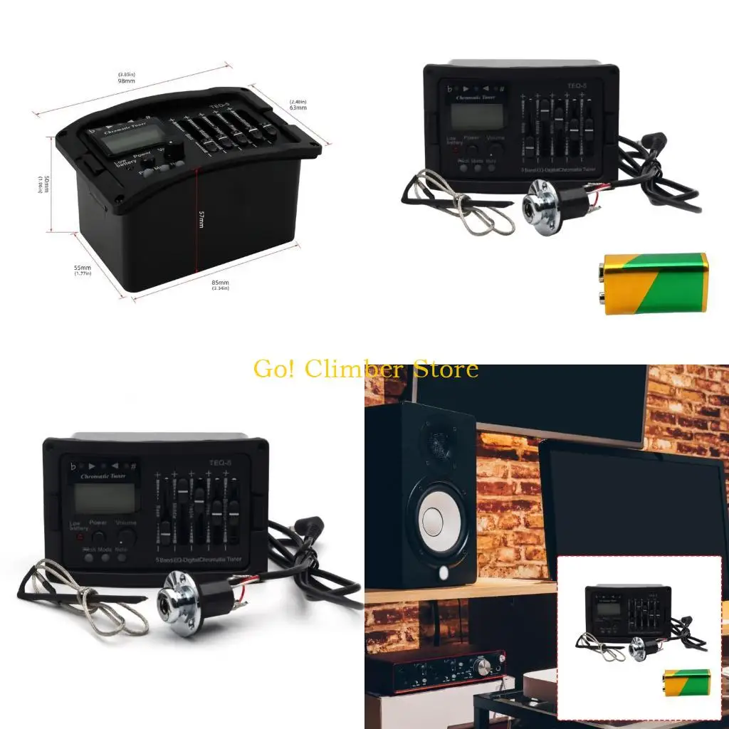 Q84C Acoustic Guitar Pickup Module with Built In Tuner, 5 Band and Panel Controls for Instrument Upgrade Use