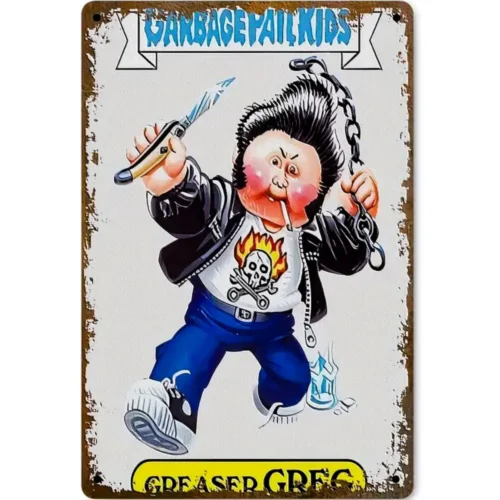 Cubo de basura Vintage para niños, letrero de Metal, decoración de pared Retro, Greaser, Freddy, 12x8 pulgadas