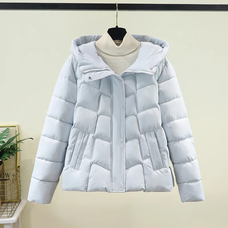 

Winter New plus Size Women's Cotton Jaet Thiened Warm Hooded Coat Loose Slimming Faionable Trendy Zipper Closure Long S...