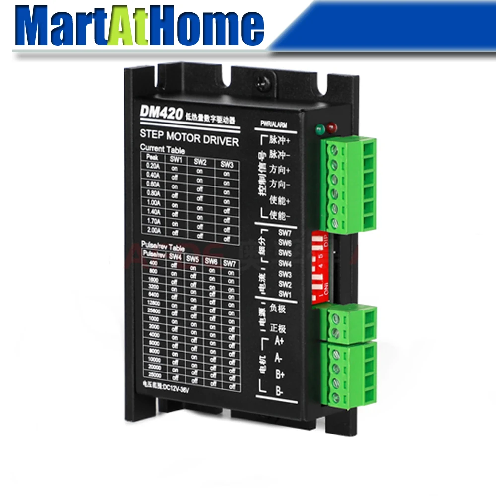 

Цифровой Драйвер шагового двигателя DSP DM420 DC 12 В до 36 в 0,2 до 2.0A ШИМ 200 кГц поддержка 20 28 36 42 шаговый двигатель