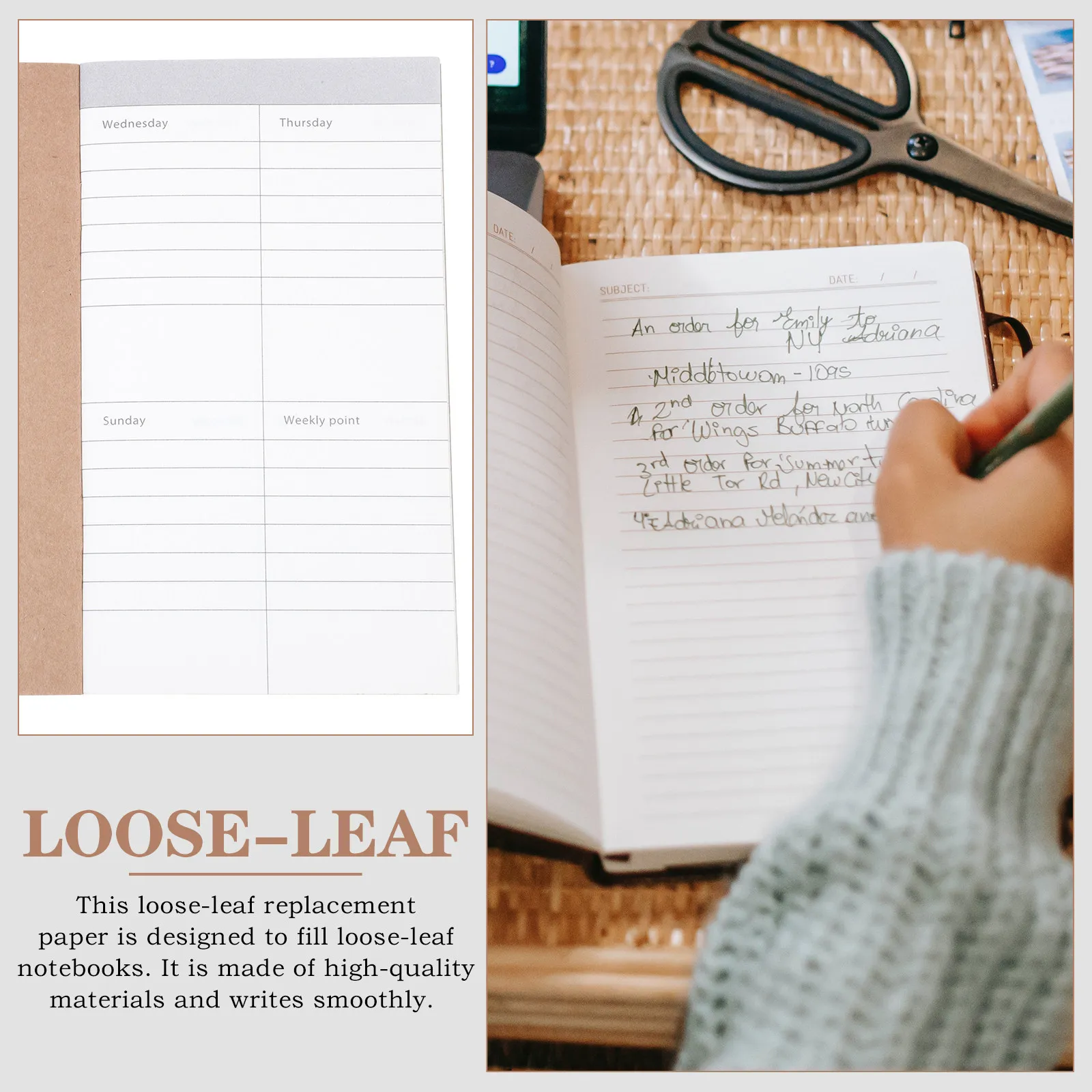 4Pcs Notepad Loose-Leaf Refill Paper High-Quality Smooth Surface Weekly Planner Travel Notebook Inner Sheets Student Office