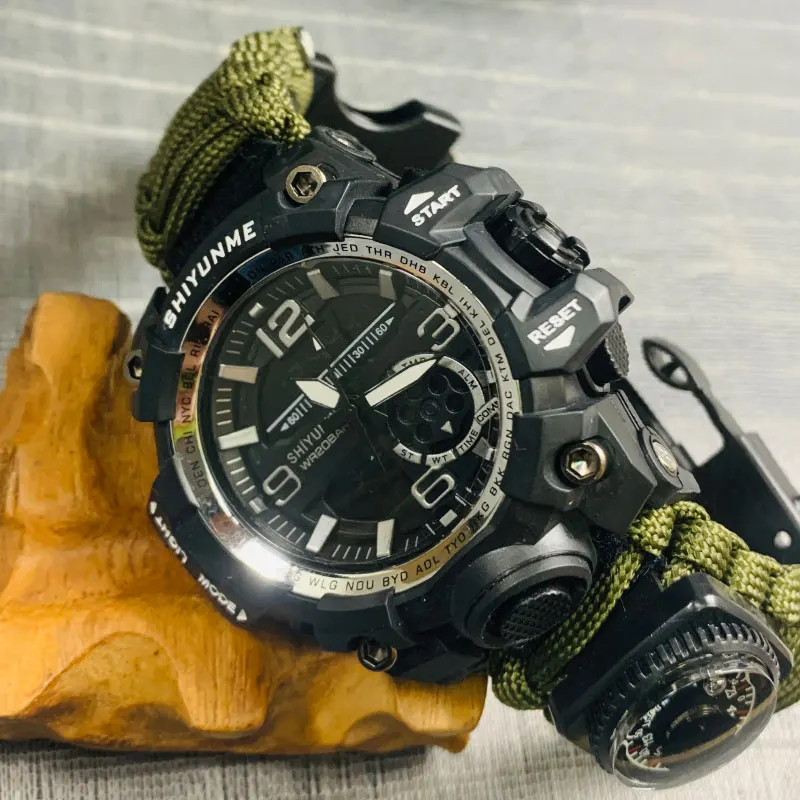 Outdoor Survival Paracord Watch with Compass & Thermometer