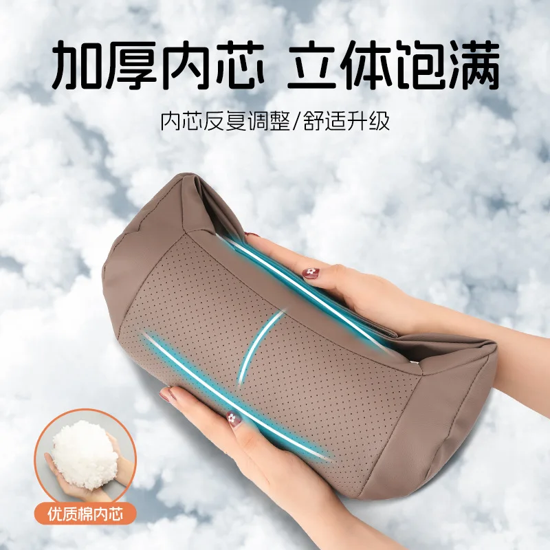 Suitable for Mercedes-Benz BMW Audi Tesla Car Leather Headrest  Universal Car Interior Supplies Maybach Seat Protect Neck Pillow