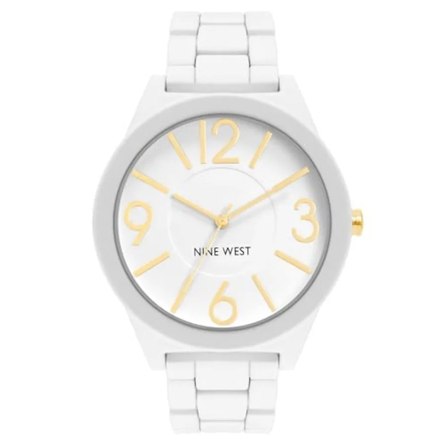 

Nine West Women's Metal Bracelet Watch with Rubberized Coating