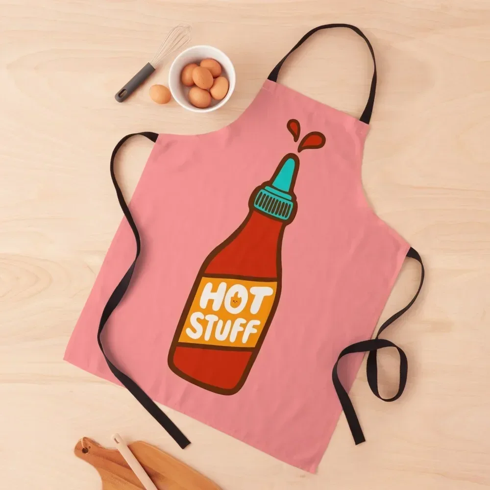 Hot Stuff Hot Sauce Pattern in Peachy Pink Apron Kitchen Accessories 2022 Ladies Apron