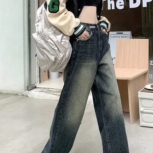 Weitweite Jeans Harajuku Frau, gerade Retro -Jeans, Straßenmode, Herbst, Winter 6 Hauptverkäufe Frauenhosen Pantalona Jeans - №2