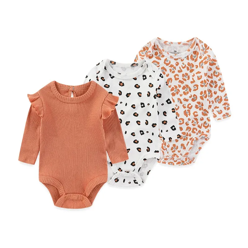 

3-Pack Cartoon Long Sleeve Newborn Baby Boy Girl Bodysuits Spring Autumn 100%cotton Soft Baby Clothes