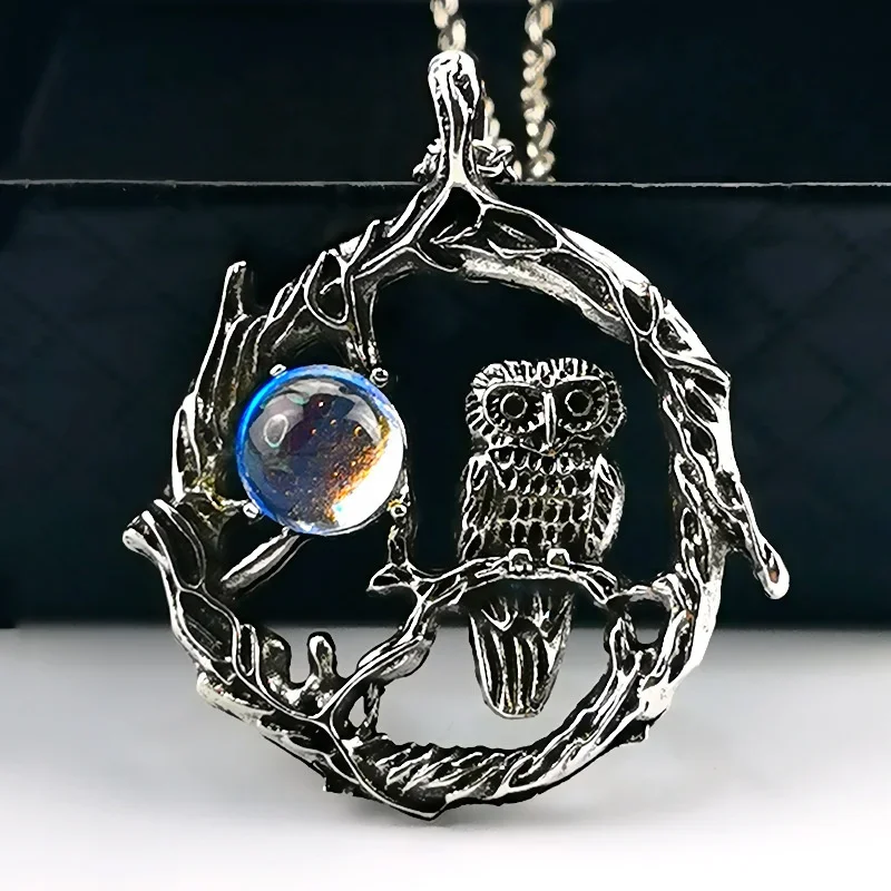 Trend Moonstone Pendant Necklace Women's Fashion Summer Bohemian Vintage Jewelry Gothic Owl All-In-One Jewelry Party Gift