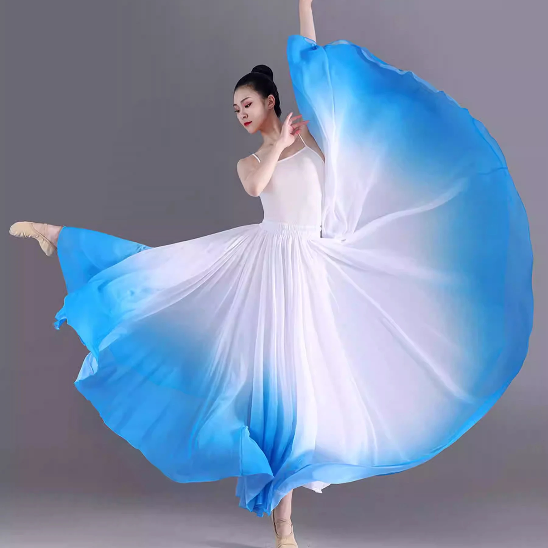 360-720 Degree Classical Dance Skirts Big Swing Women Gradient Flowy Skirt Gymnastics Practice Dance Costume Elegant
