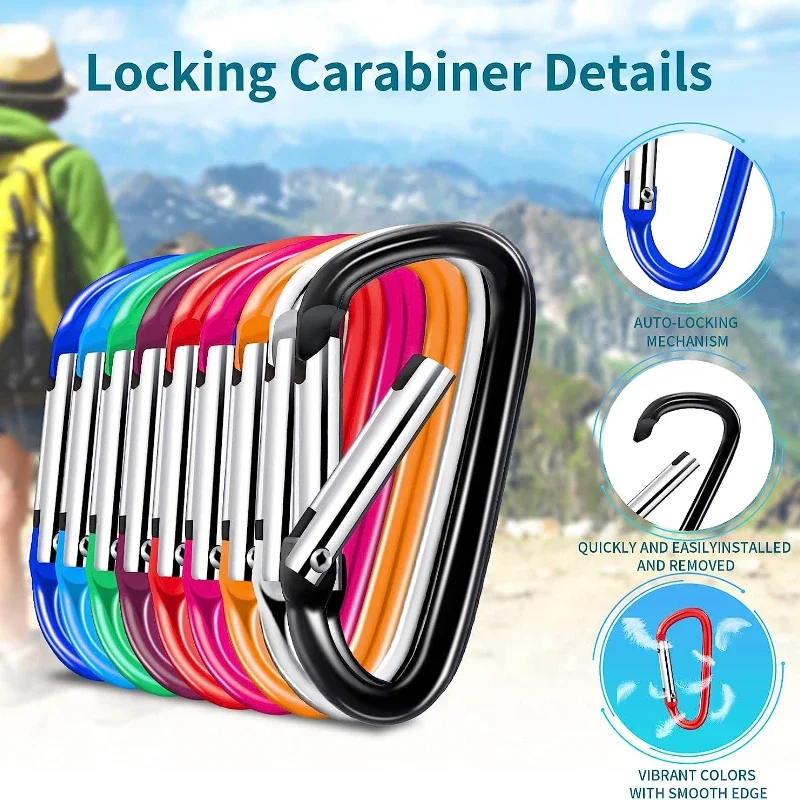 5/10/20PCS Aluminum Carabiner Key Chain Clip Multi Colors Climbing Button Carabiner Camping Hiking Hook Safety Buckle Keychain