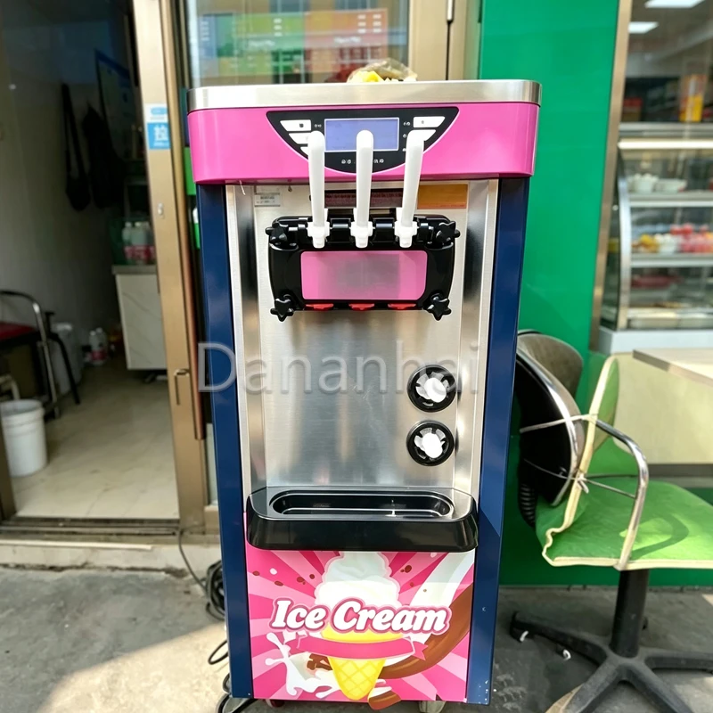 Soft Serve Ice Cream Machine, Commercial Frozen Yogurt Maker, Heavy Duty 3 Flavor Dessert Maker For Snack Shop
