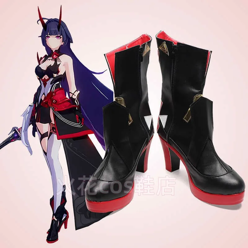 Game Honkai Herrscher of Thunder Raiden Mei Custom Made Cosplay Shoes Boots Halloween Party