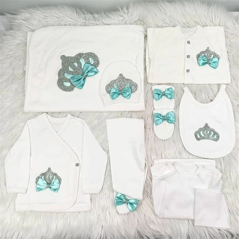 10pcs Newborn Baby Boy Outfits Set Kids Clothing Real Cotton Infant Care Products Body Suit Shirt Pants