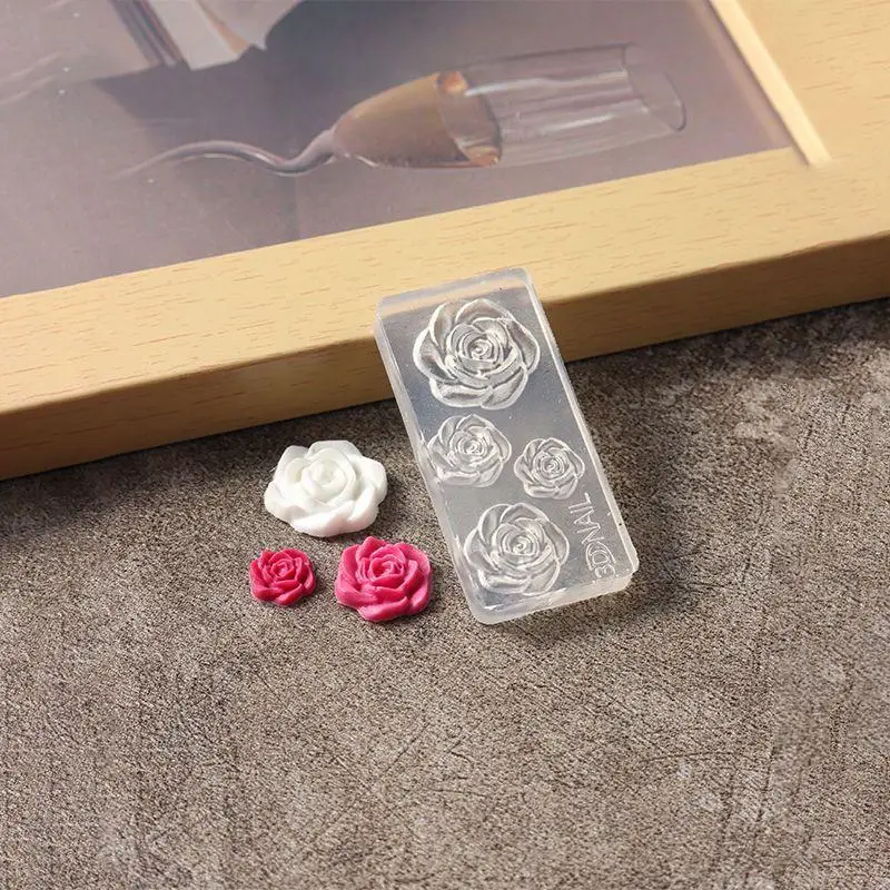 1Pcs 3D Rose Nail Art Silicone Mold Flower Shape Nail Carving Mould For DIY Nail Art Decoration Making Tools