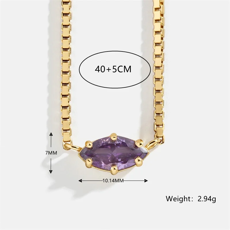 Birthstone Pendant Necklaces for Teen Girls Korean Fashion Eye Shape Crystal Gold Color Women Choker Chain Birthday Gift Jewelry