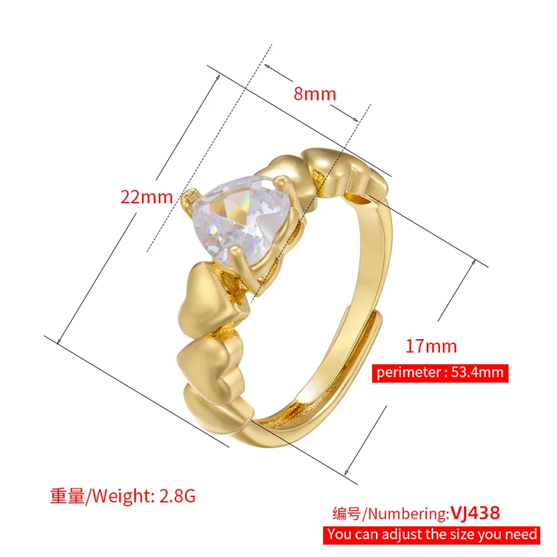 ZHUKOU heart jewelry sets Cubic zirconia heart connector bracelet for women Brass necklace fashion party Jewelry wholesale VE763