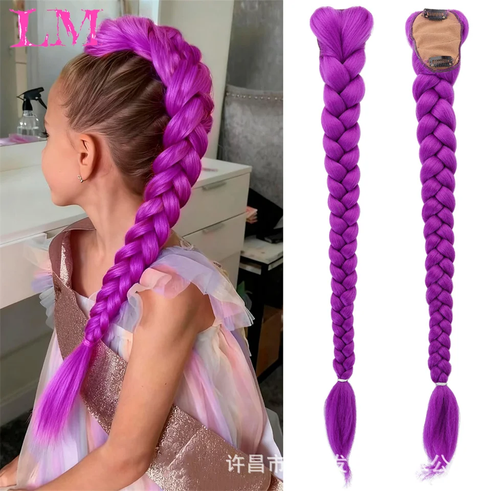 

LM Synthetic Long Straight Ponytail Extensions Braiding Hair Colored Braiding Hair DIY Braided Purple Hair Accessoy For Hallowee