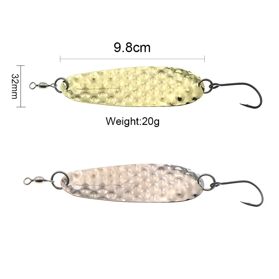 Fishing spoon silver/Gold Copper Spoon Fishing Lure 20g Metal Jig Artificial Bait Hard Jigging  Saltwater Sea Tackle