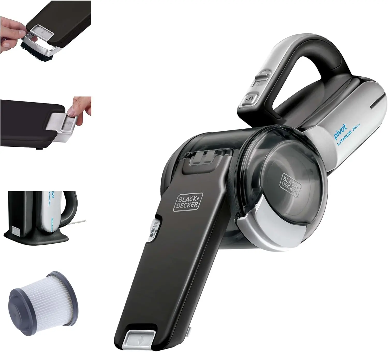 Cordless Handheld Vacuum with Pivoting Nozzle, Rechargeable & Lightweight for Home and Car Cleaning