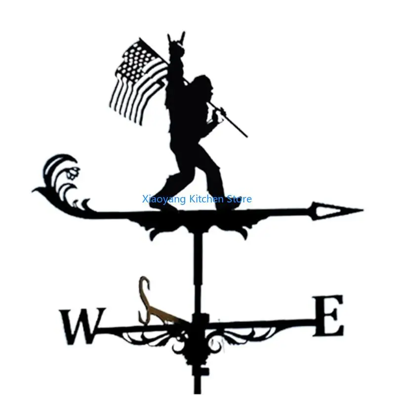 69HC Paint Gardening Garden Decoration Sign Weather Vane Retro Farm Scene Garden Stake Weathervane Professional Measuring