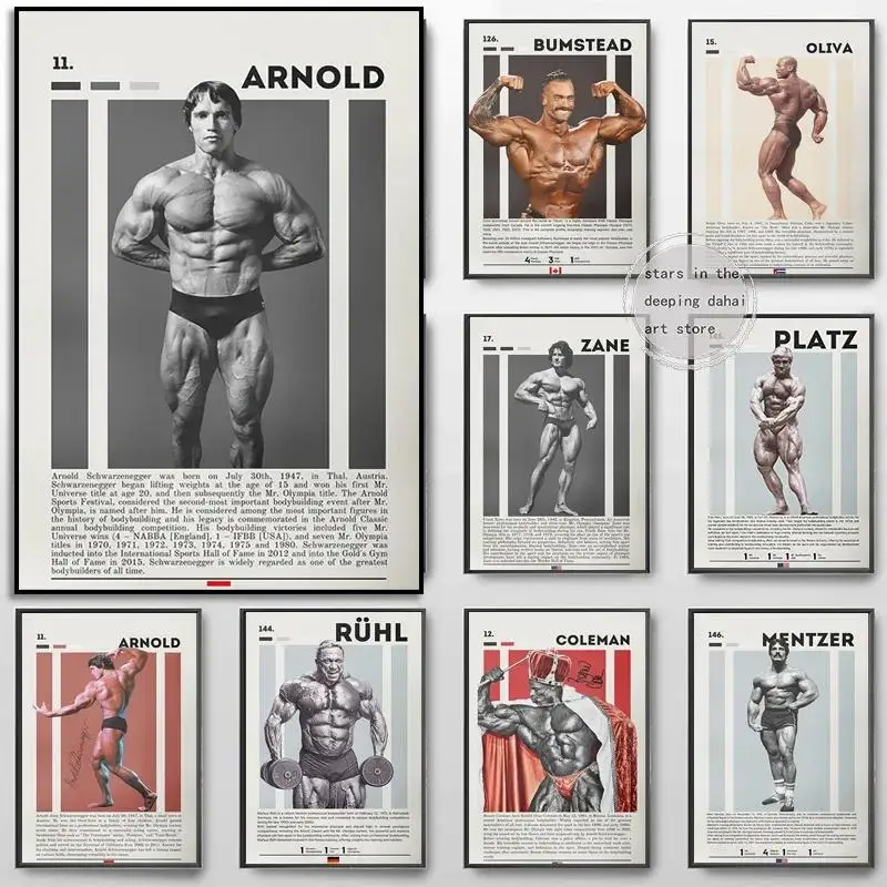 Motivational Gym Fitness Art Posters Featuring Tom Platz  Arnold Schwarzenegger Canvas Wall Prints for Home Decor
