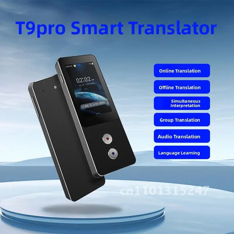 

T9pro Intelligent Translator Black 138 Languages Offline Translation with Bluetooth Support Photo Translation Touchscreen Metal