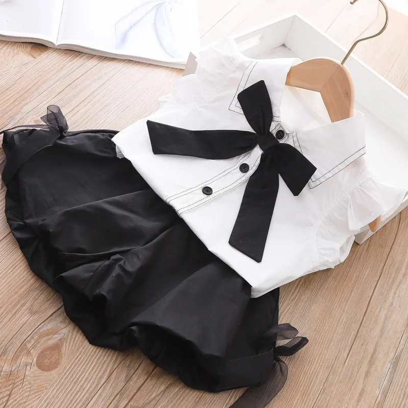 Girls Set Baby Summer Clothes New Bow Top + Shorts 2 Piece Set Children Clothes Girl