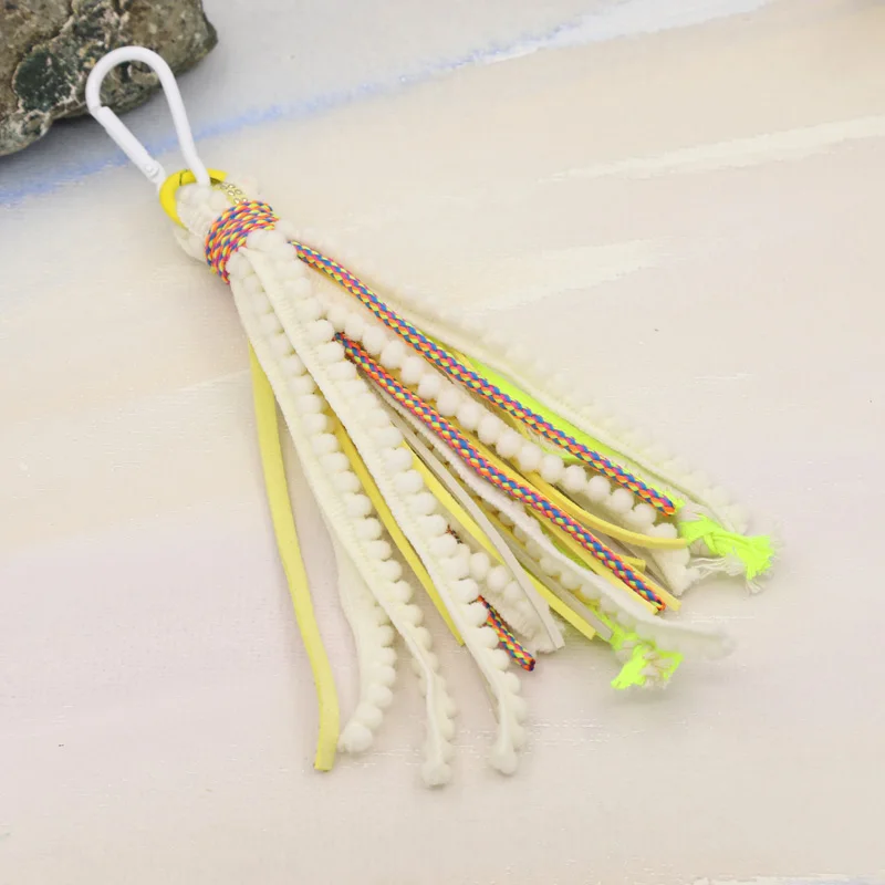 5Pieces Bohemian Handmade Jewelry Keychains Multi-layer Ribbon Velvet Long Tassel Women Bag Car Key Decoration Pendant Keychain