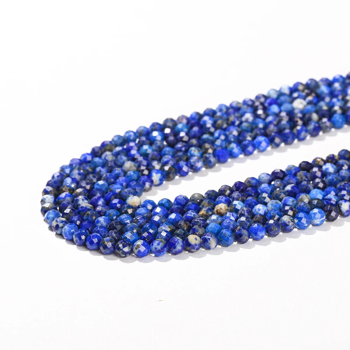 2 3 4 مللي متر الأوجه اللازورد الطبيعي الخرز فاصل فضفاض مستدير حبة صغيرة لصنع المجوهرات عقد دي اي واي سوار الإكسسوار 15" #4