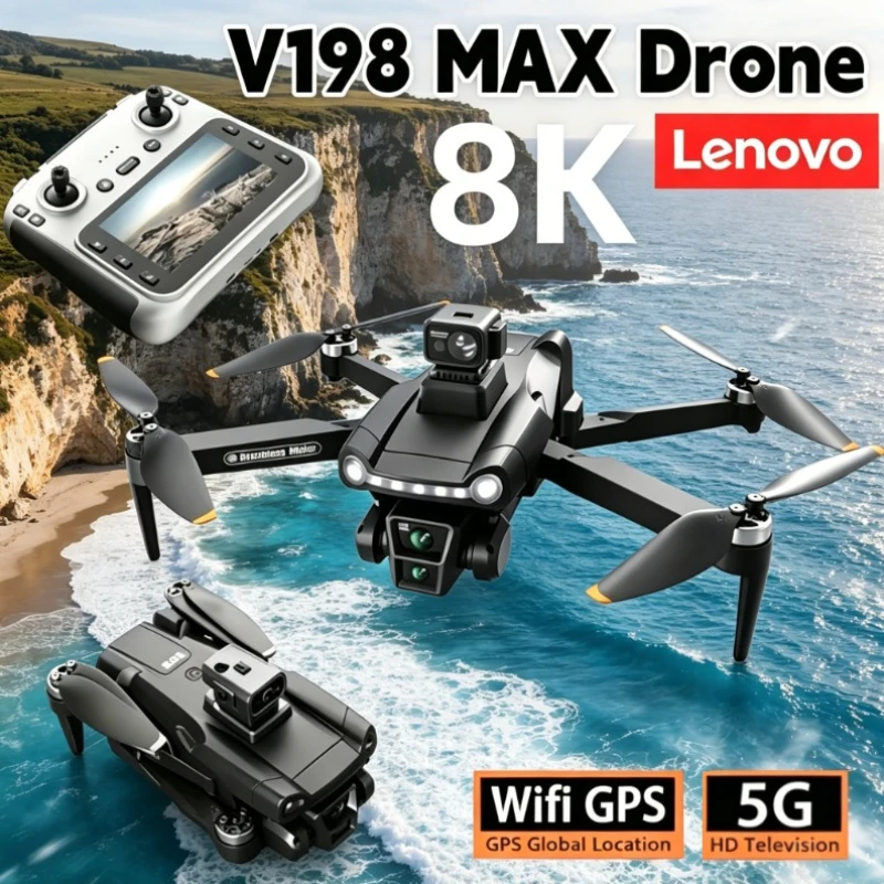 

Lenovo V198MAX Drone GPS 8K HD Aerial Photography 4K Dual Camera Brushless Quadrotor Laser Obstacle Avoidance Aerial Optical toy