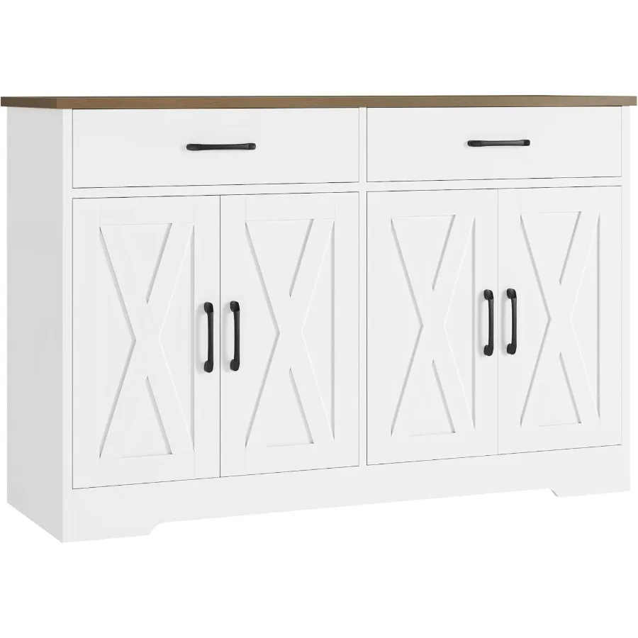 Buffet Cabinet with Storage 47.2 Kitchen Sideboard Buffet with Drawers Modern Farmhouse Coffee Bar Station with Shelves Barn Do