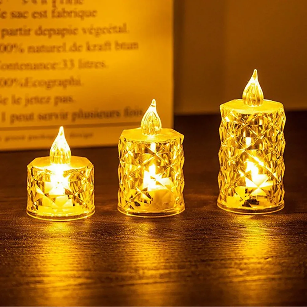 LED Crystal Flameless Candle Light LED Electronic Candle Light Night Lamp Dating Party Holiday Home Wedding Christmas Decoration