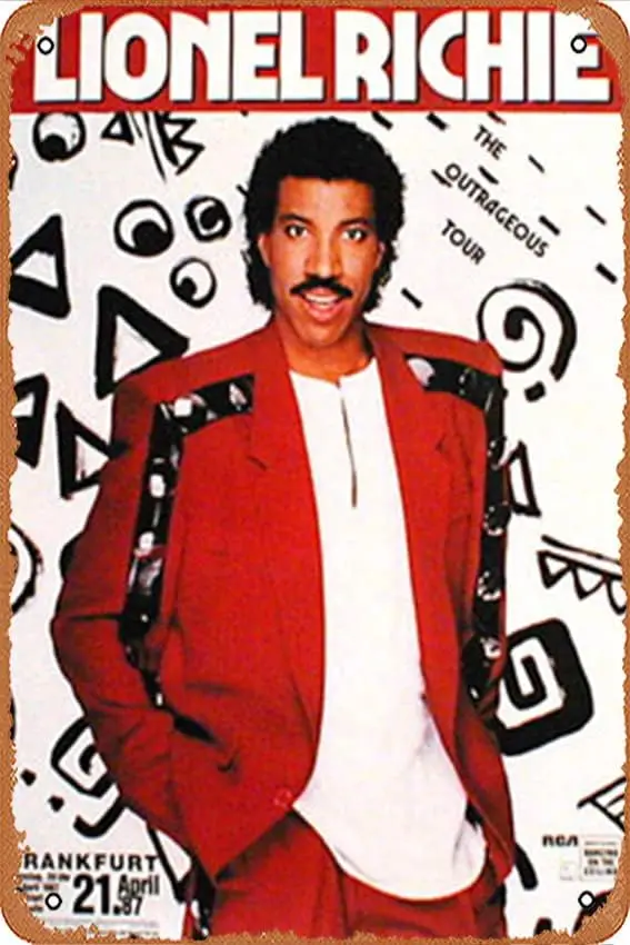 Richie, Lionel concert poster Poster Retro Metal Tin Sign Vintage Sign for Home Coffee Wall Decor 8x12inch ALI sign