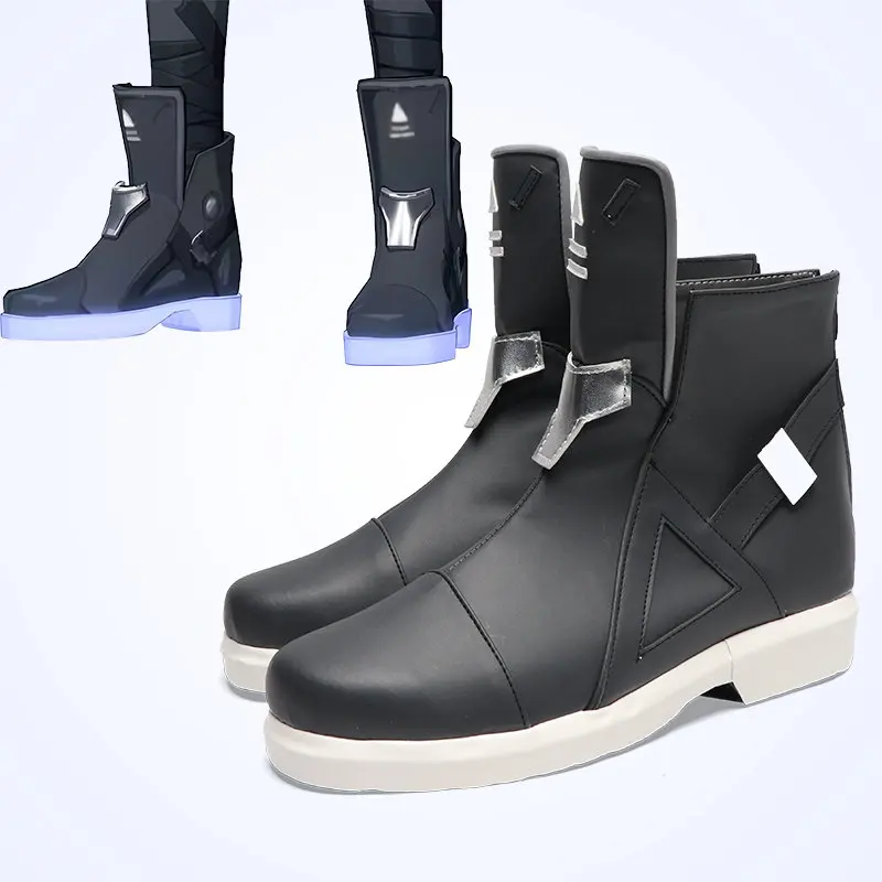Anime ‌Punishing: Gray Raven Noan Cosplay Shoes Black Short PU Leather Boots For Halloween Carnival